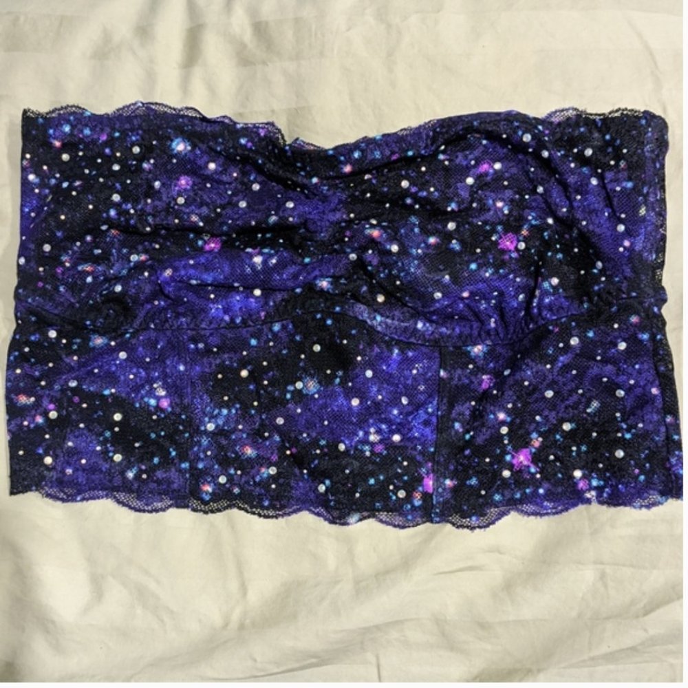 NEW Victoria's Secret VS PINK Galaxy Rhinestone Studded Lace Bandeau Bralette S